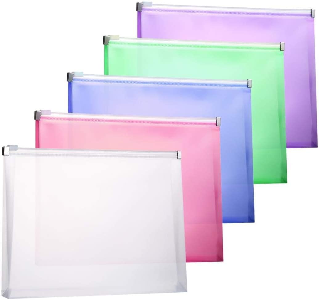 YoeeJob Plastic Envelopes, 5PCS Legal Size Poly Zip Envelope with