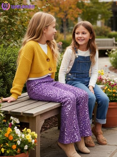 Image of WELAKEN Sequin Casual Pants for Girls with Lining Kids & Little Girl's Sparkling Trousers