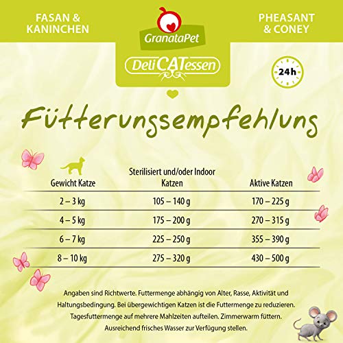 GranataPet DeliCatessen Fasan & Kaninchen, Nassfutter für Katzen, Katzenfutter für Feinschmecker, Futter ohne Getreide & ohne Zuckerzusätze, 6 x 400 g