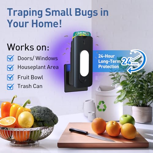 Image of Fruit Fly Trap for Indoors with 10 Refills, 2 in 1 Fly Trap Indoor with Night Light for Home, Gnat Traps for House Indoor, Plug-in Insect Trap for Gnats, Flies, Moths, and Other Bugs-Black