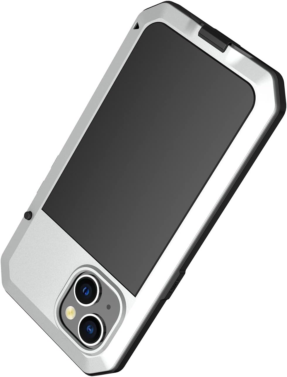 Marrkey for iPhone 14 Case, 360 Full Body Protective Cover Heavy Duty Shockproof Tough Armour Aluminum Metal Case with Silicone Built-in Screen Protector for Apple iPhone 14 6.1 Inch - Silver