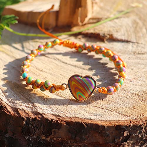 Image of YGLINE Natural Jasper Gemstone Bracelet Healing Spiritual Energy Protection Meditation Balance Bracelet-Mental Health Inner Peace Bracelet Gift