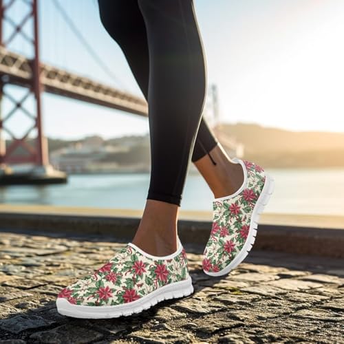Image of Floral Sneakers for Women Colorful Art Shoes for Women Slip On Casual Work Shoes