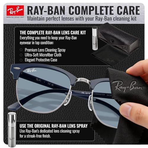 Image of Ray-Ban RB3016 CLUBMASTER CLASSIC Square Shaped Sunglasses for Men & Women with Official RAYBAN Eyewear Kit