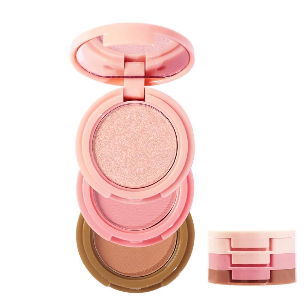Travel Size Makeup Kit, Blush & Highlighter & Contour Powder Palette 02# HIGHLIGHT+BLUSH+CONTOURING