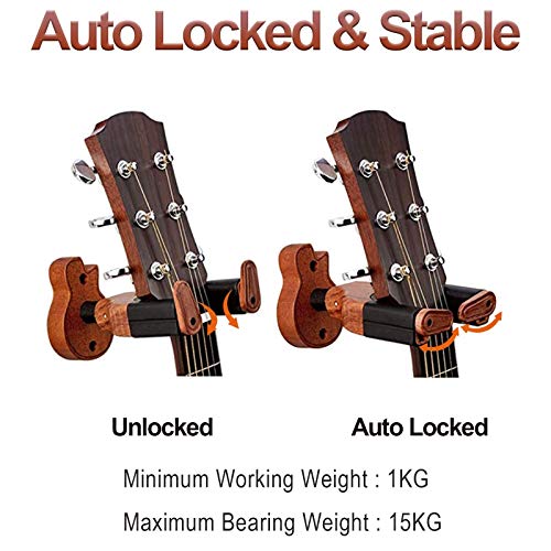 TTCR-II Support Mural Guitare, Porte Repose Guitare Mural Verrouillage Automatique Support de Guitare en Bois Pied… - Les Beatles, Paul McCartney, John Lennon, RIngo Starr, George Harrison TTCR-II Support Mural Guitare, Porte Repose Guitare Mural Verrouillage Automatique Support de Guitare en Bois Pied… – Image 4