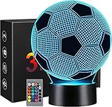 Fussball Geschenke Jungen Kinder Mädchen, Fußball Geschenke für Jungs, 3D Nachtlicht Kinder Optische Täuschung Lampe 16 Farben Ändern, Weihnachten Geburtstags Geschenke für Sport Fußballfans