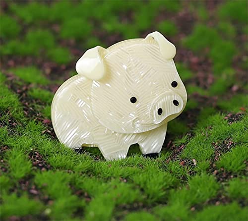 Kawadu Acrylic Cute Pig Brooches Lovely Animal Resin Lapel Pin Brooch Jewelry Women Badge Accessories For Clothes Bags Hat White #TOP3