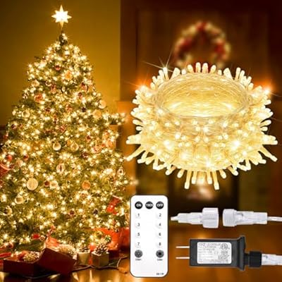 suddus 200 Led Christmas Lights Outdoor Waterproof, 66ft Fairy Lights Plug in Connectable, Warm White Christmas Lights Indoor for Xmas Tree Holiday Party Porch Decor