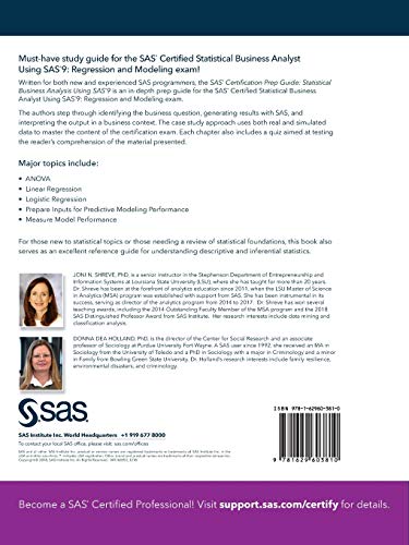 SAS Certification Prep Guide: Statistical Business Analysis Using SAS9