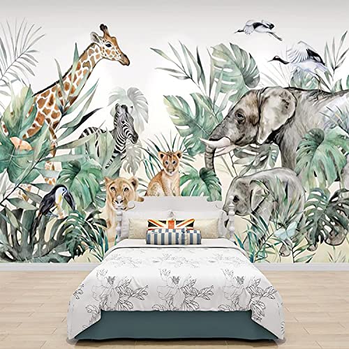 Fondo De Pantalla Para El Dormitorio León Elefante Animales Niño Dormitorio Fondo Pared 3D Mural Papel Tapiz 3D Fondos De Pantalla Papel Tapiz Pegar Sala Pegar La Pared Arte De Pared Extraíble 140 x