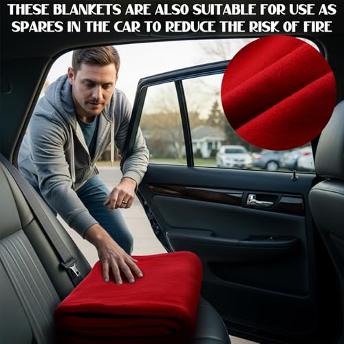 Tudomro 6 Pcs 64 x 90 Fire Retardant Blankets First Aid Red Warm Fire Retardant Blanket for Outdoors Camping Stadium Picnics Travel - Image 5