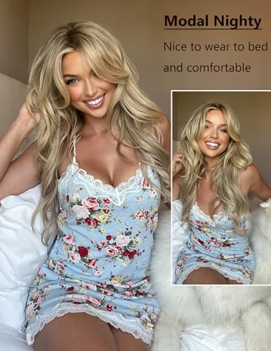 Image of Avidlove Womens Nightgown Sexy Lace Sleepwear V Neck Full Slip Chemise Lingerie Cotton Night Gowns Babydoll Sleepshirt