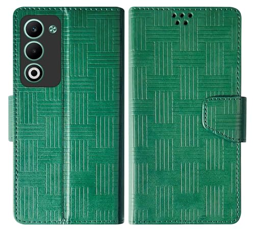 Image of SBMS Flip Cover for Oppo K13x 5G / Oppo A5 5G 6.67 inch Back Cover Case with Magnatic Closure | Inbuilt Stand | Card & Money Pocket (Mat Green)