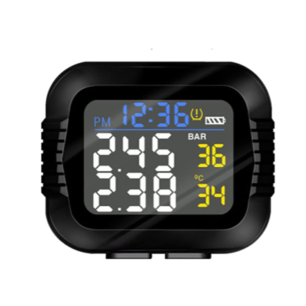 ASUVUD Motorcycle TPMS Tire Pressure Monitoring System 2 External Sensor LCD Display Moto Tyre Alarm Systems Real Time Monitor