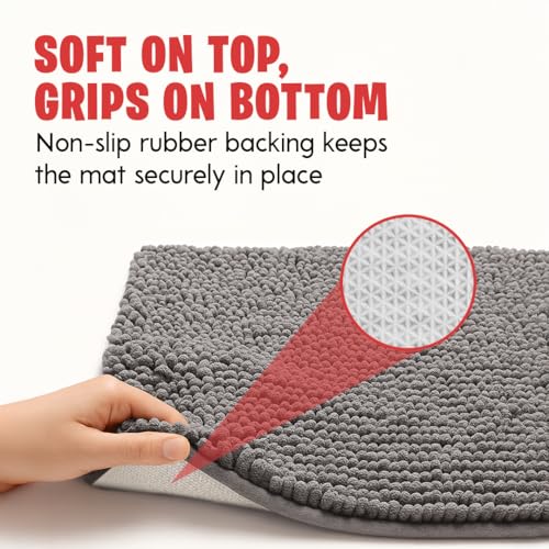 MUDGUARD MAT 犬用ドアマット 泥だらけの足用 超吸収性 マイクロファイバー 滑り止め 屋内マット 速乾 シェニール織ラグ ペット&玄関用 洗濯機対応 グレー 91.4 cm x 152.4 cm [4]