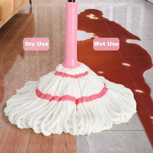 Image of Self-Wringing Twist Mop for Floor Cleaning, 57 inch Long Handle Heavy Duty Microfiber Mop for Wet Mopping on Tile, Hardwood, Kitchen, Bathroom, Patio, Garage, Commercial Household Clean (Pink)