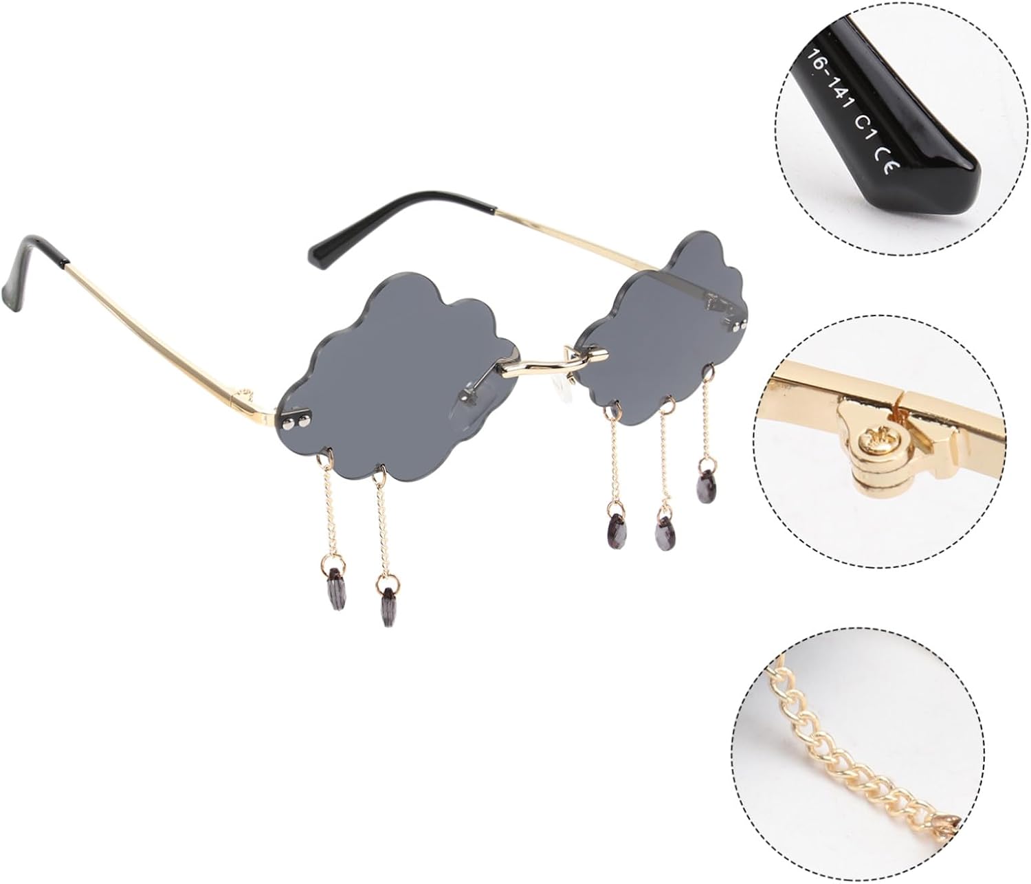TOYANDONA Cloud-shaped Rimless Sunglasses for Beach and Party Lightweight Funny Eyewear Accessory for Men and Women Chic Festival Glasses with Unique Design