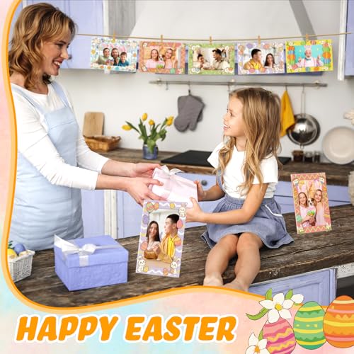 Image of AmazingSpark 50 Pack Easter Picture Frame 4 x 6 Paper Photo Ornament Bulk Bunny Egg Cardboard Photo Gifts for Easter Tabletop Spring Party Decor Seasonal Holiday Gift Boxes