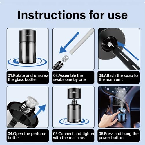 Image of Smart Car Air Freshener for Men, Car Diffuser with 180ml Large Volume for 7 Months, Auto On /Off & 3 Adjustable Modes, RGB Music Syncing Light, Perfect for car, Bedroom and Office (Ocean)