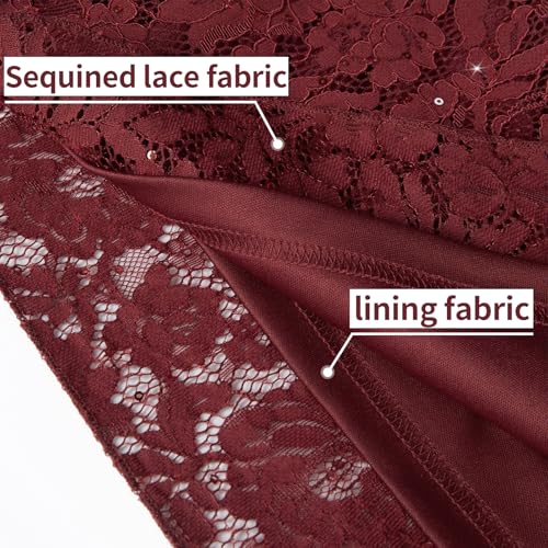 Image of COOAN Wedding Guest Cocktail & Formal Dresses for Women - Lace Sequin Dress