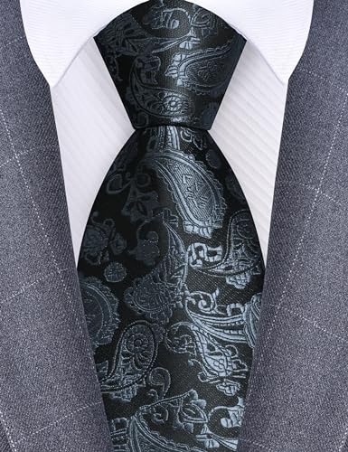 Image of GUSLESON 3.15 inch(8cm) Fashion Paisley Ties Mens Woven Jacquard Necktie for Wedding
