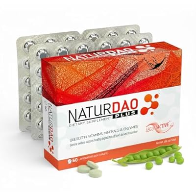 NATURDAO Plus DAO Enzyme 1,000,000 HDU per dose - Catalase Enzyme - 8 Cofactors and Adjuvants - Advanced Histamine Blocking Formula - Food Intolerance - 60 Extended Release Tablets
