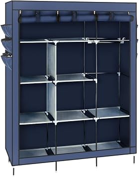Knocbel Closet Organizer Tall Freestanding Clothes Garment Rack Dustproof Non-Woven Fabric Cover Wardrobe with Storage Shelves & 1 Hanging Rod,50" W x 17.7" D x 68.9" H