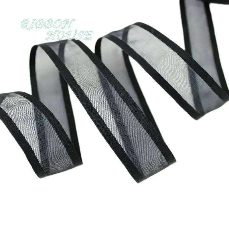 Band, Ballonband, 20mm Organzaband Mehrfarbig(Black)
