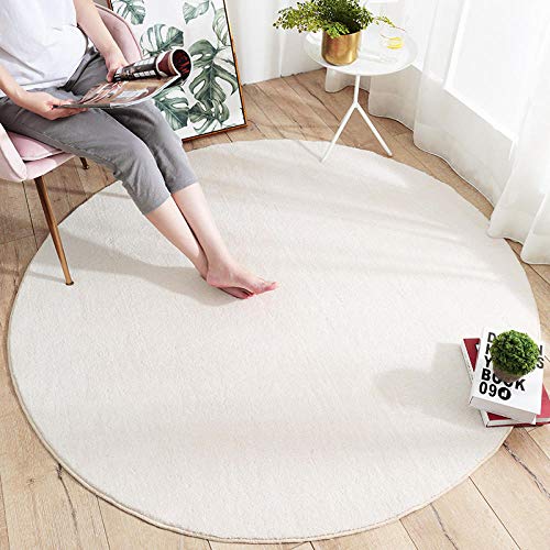GZQIAWY Modern Minimalist Plain Round Living Room Floor Mat Carpet Sofa Coffee Table Anti-Slip Mat Home Bedroom Bedside Mat-Beige diameter 100cm