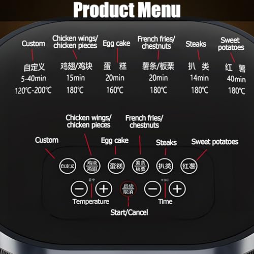 Friteuse électrique multifonction 6L air fryer sans huile avec cuisson rapide préprogrammée
