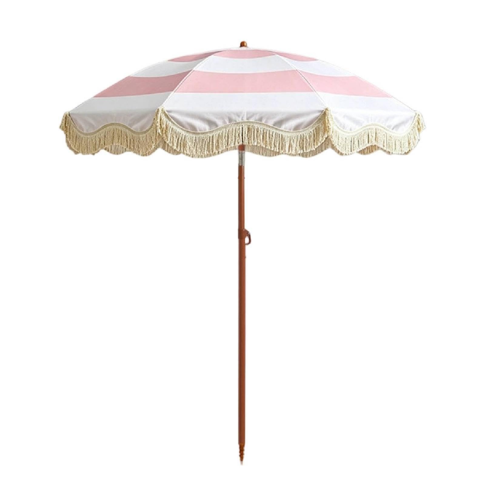Parasol with Fringe Boho Umbrella with Fringe Tiltable Tilt-Adjustable Parasol for Patio, Garden, Beach-image-17