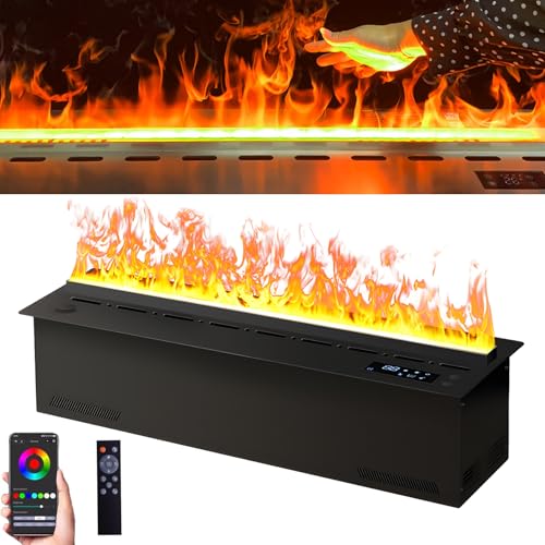 Chimenea eléctrica con vapor de agua 3D, colores de llama ajustables, aplicación y control remoto, panel ultrafino para decoración moderna del hogar