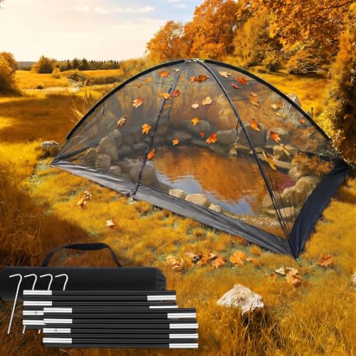 Yoojahow 11x16 ft Pond Cover Dome Net with Frame for Outdoor Koi Leaves