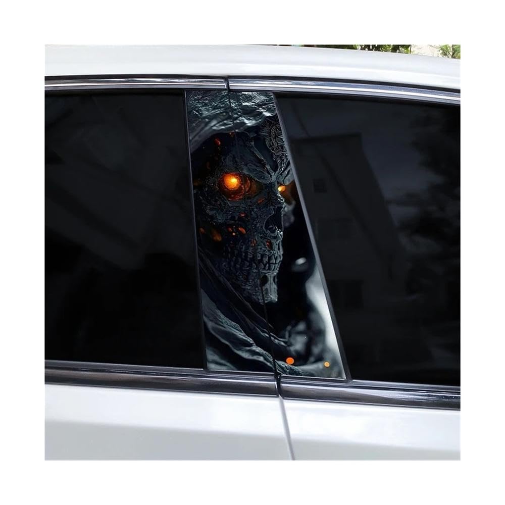 Bertdcx H ﻿2Pcs Skull Car B-Pillar Vinyl Waterproof Decal Diy Sticker Auto Parts(H)