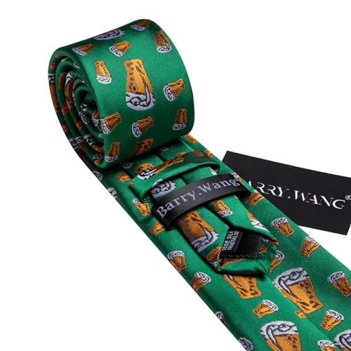 Image of Barry.Wang Classic Mens Ties Silk Necktie Pocket Square Cufflinks Set Woven Designer Wedding Business