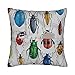 Fundas De Cojín Escarabajo Acuarela Hexápodo Insecto Almohada Caso Cuadrado Funda De Almohada Simple Throw Pillow Case para Sala, Patio, Cama, 45X45Cm