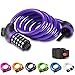 Opaza Cadenas de Vélo, Long 120cm x 12mm,Cable Antivol pour Vélo Scooter Motos Portail Vélo avec 5 Chiffres Intelligente Code (Violet)