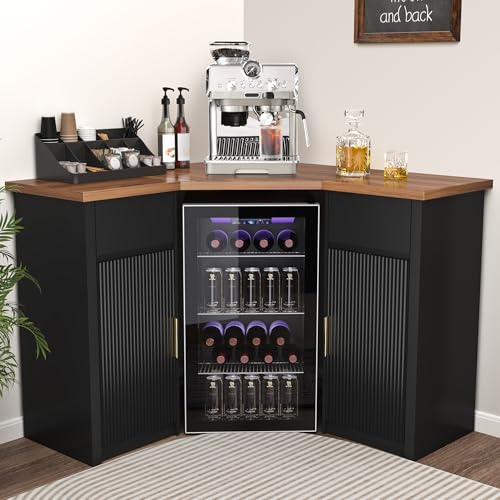 GDLF Corner Bar Cabinet with Fridge Space, Corner...