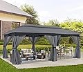ABCCANOPY Outdoor Patio Gazebo 10x20 - Double Roof Canopy with Mosquito Netting for Backyard, Deck, Garden, Lawn, Dark Gray