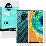 IBYWIND Protector de Pantalla para Huawei Mate 30 Pro [2 Piezas],con Protector de Lente de Cámara,Atrás Pegatina Protectora Fibra de Carbono,[Admite la función de Huella Digital]