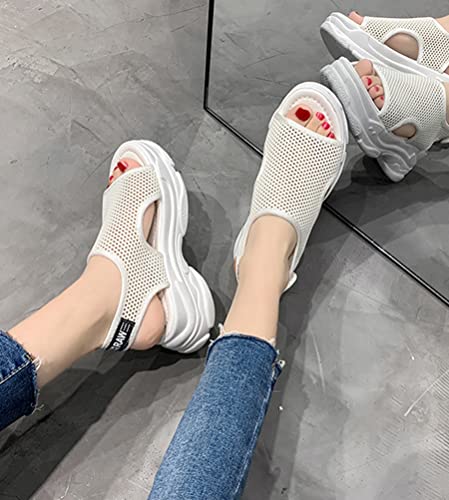 [ASARANS] サンダル 厚底サンダル レディース メッシュ スポーツサンダル 厚底 通気性 カジュアル シンプル (ホワイト, measurement_23_point_0_centimeters) 4枚目