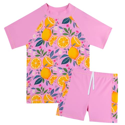 Image of Girls Two Piece Swimsuit Floral UPF 50+ Rash Guard Set Kids Beach Swimwear