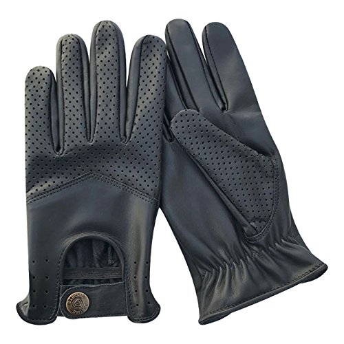 Mens Real Soft Leather Slim fit Retro Style Classic Dress Fashion Driving Gloves 508 (508-Black, XL)