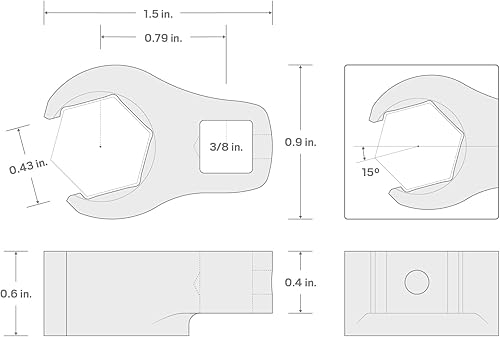 Miniatura 7 de TEKTON WCF15214 - Llave para patas de gallo, tuerca de 6 puntos de 38 pulgadas x 916 pulgadas, fabricada en Estados Unidos