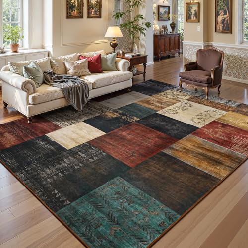 DweIke Washable Area Rugs 4x6 for Living Room, Modern Geometric Colorful Soft Patchwork Carpet, Non-Slip Stain Resistant Throw Rug for Bedroom Dining Room Office Home Decor by DweIke - Used condition - Image 2