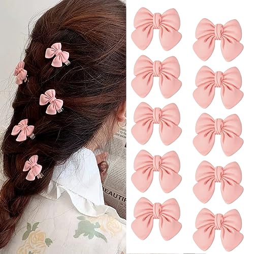 Mini Pink Bow Clip for Hair Barrettes Girls Cute Jelly Hair Bow Barrettes Small Bowknot Hair Clip Side Pins for Hair Bows for Women Resin Hair Accessories for Kids 10 Piece Hair Bow Hairpin