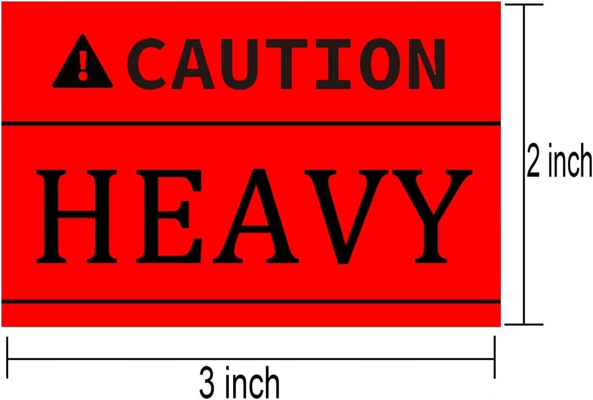 Caution Heavy Sticker,2 x 3 inch Fluorescent Red Heavy Special Handling Shipping Warehouse Pallet Label Stickers for Shipping and Packing,300Pcs Per Roll image 2