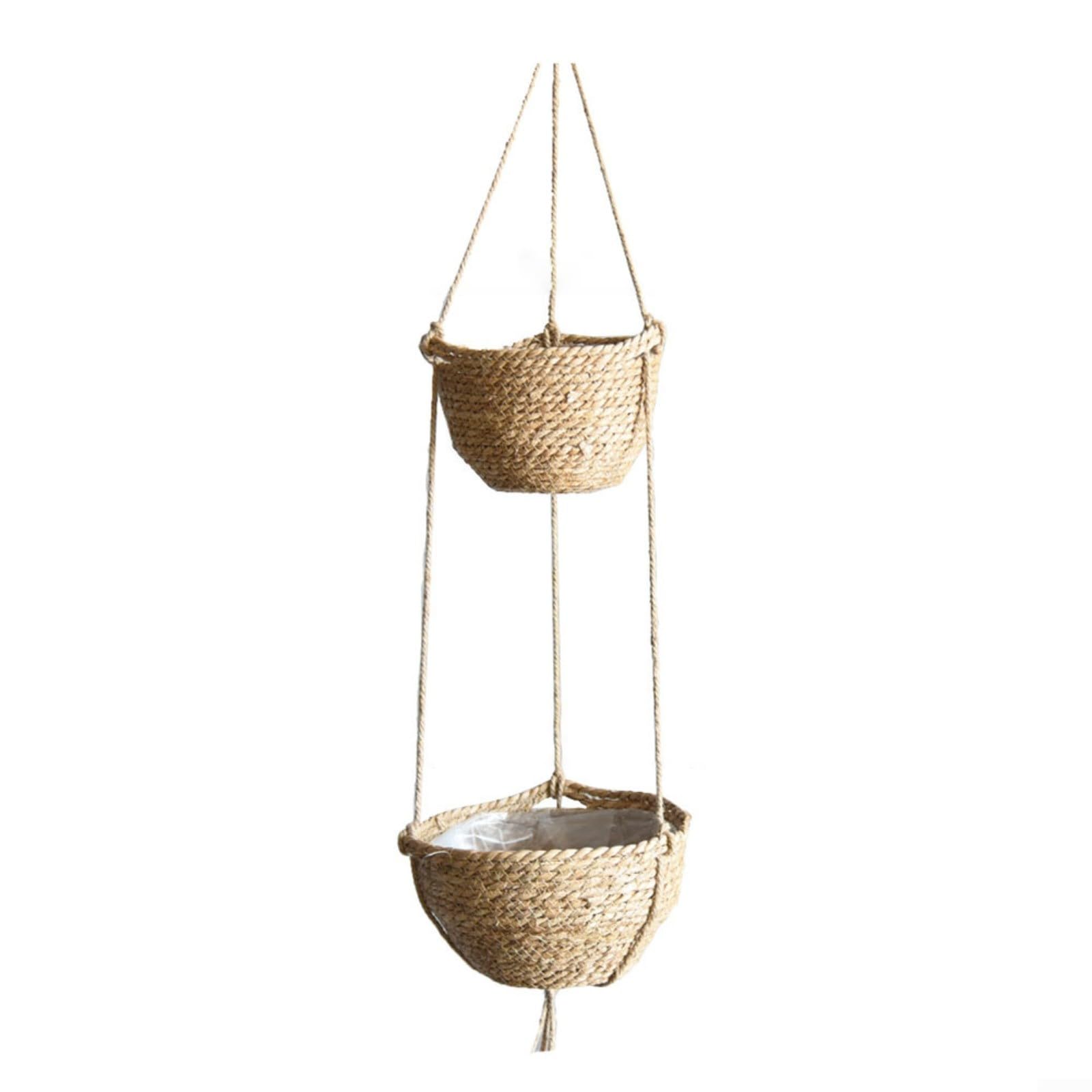 Pot suspendu en osier tressé léger avec crochets de fixation robustes