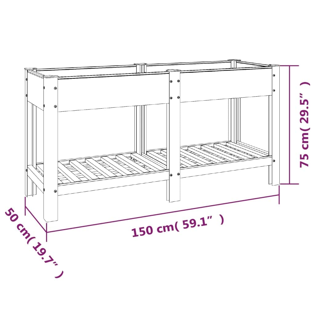 vidaXL Arriate de jardín con Estante WPC Gris 150x50x75 cm, arriate, Jardinera, bancal Elevado, arriate Elevado, macetero, Mesa de Cultivo, Maceta